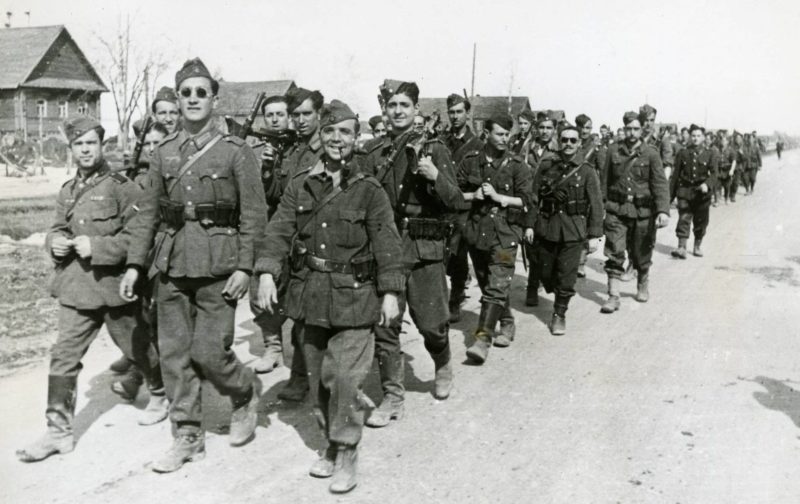 Солдаты «Голубой дивизии» на Восточном фронте. 1942 г.