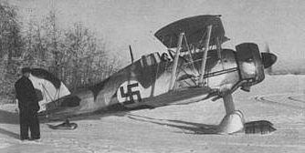 Истребитель Gloster Gladiador Mk. I. шведского добровольческого авиаполка в Финляндии. Январь 1940 г.