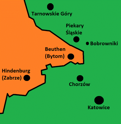 Схема Польско-Германской границы в 1939 году. 