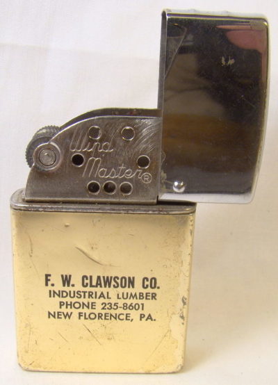 Зажигалки «Wind Master» фирмы Brown & Bigelow, выпускались в 1930-1940-х годах.