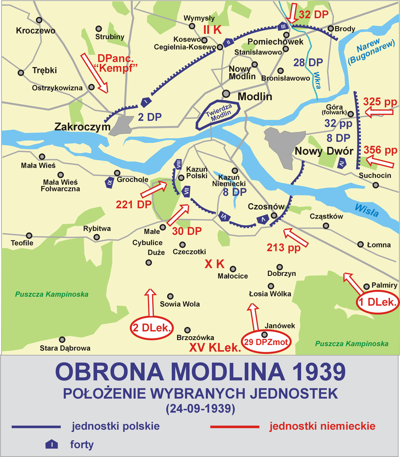 Карта битвы за Модлин. Сентябрь 1939 г. 