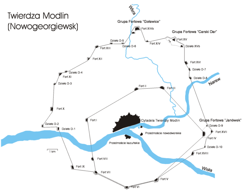 Схема крепости Модлин.