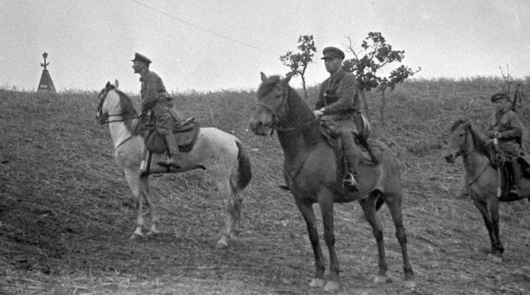Наряд советских пограничников у озера Хасан. 1938 г. 