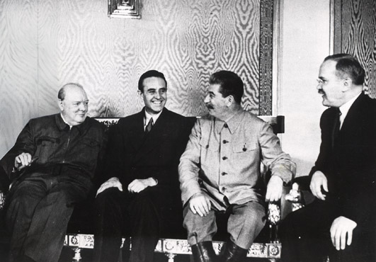 Черчилль, Гарриман, Сталин, Молотов. Москва, август 1942 г. 