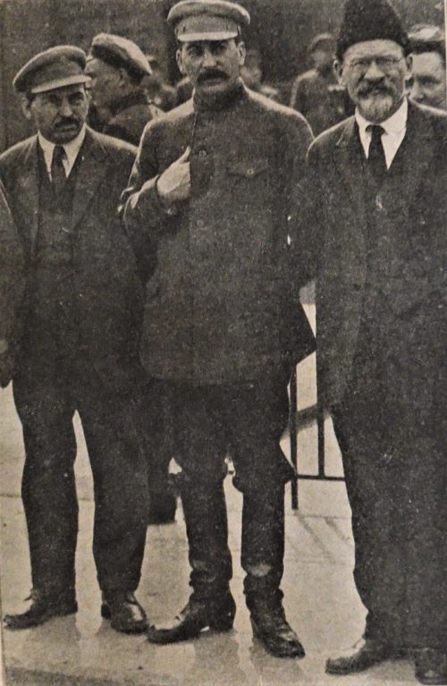 Слева направо: Михаил Томский, Иосиф Сталин и Михаил Калинин. Май 1926 г.
