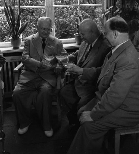  Президент Вильгельм Пик, Н.С. Хрущев, Вальтер Ульбрихт. Прага, июль 1958 г.