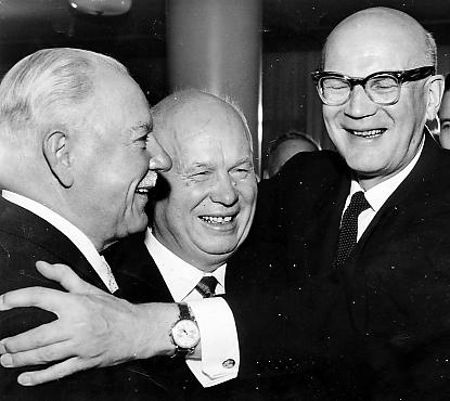 Климент Ворошилов, Никита Хрущев и президент Финляндии Урхо Кекконен. 1960 г. 