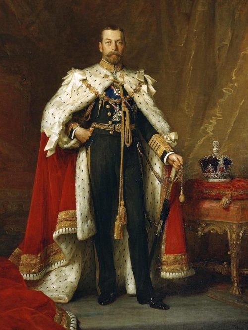 Английский король Георг V в коронационном одеянии на картине Люка Филдса.