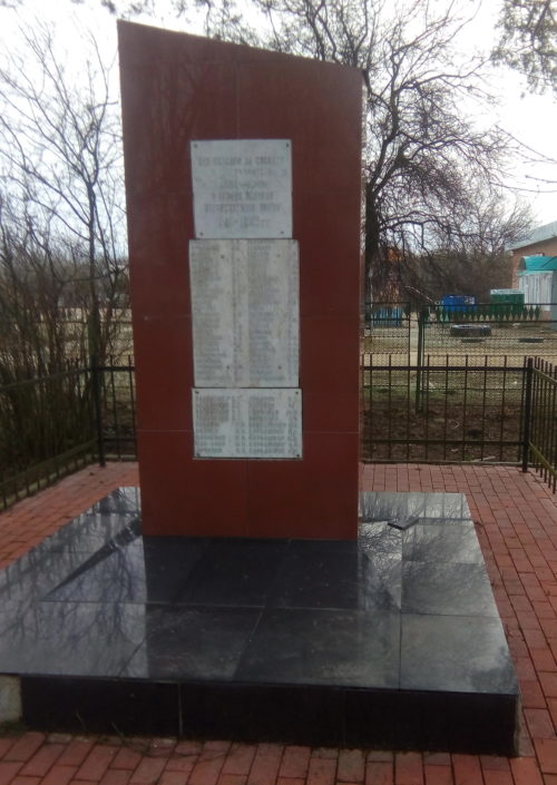 х. Новогурийский Белореченского р-на. Памятник землякам, установленный в переулке Южный.