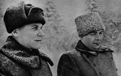 Командование Калининского фронта: И.С.Конев, М.В.Захаров. 1942 г.