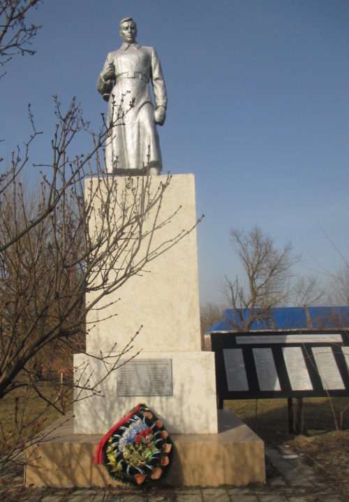 х. Крикуна Красноармейского р-на. Памятник по улице Центральной 77а, установленный на братской могиле советских воинов, погибших в годы войны.