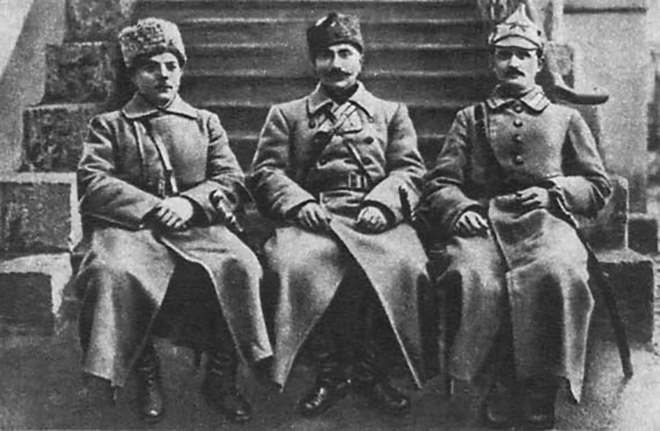 Климент Ворошилов, Семен Буденный и Ефим Щаденко. 1920 г.