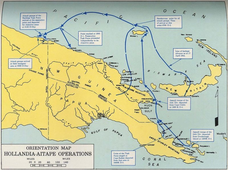 Схема высадки американских войск в Аитапе.
