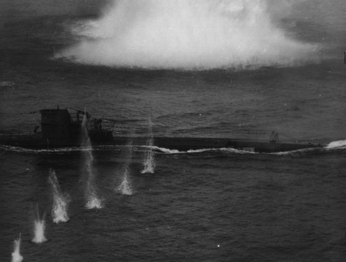 Атака подлодки «U-124» с воздуха. 1943 г.