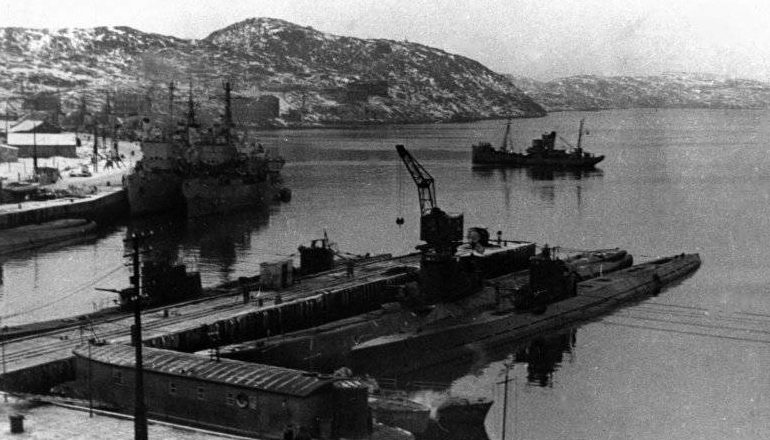 Советские подводные лодки серии «С» в порту Полярный. 1943 г. 