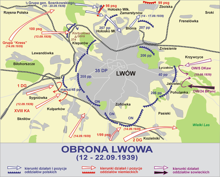 Карта-схема обороны Львова.