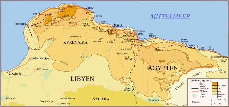 Карта египетско-ливийской границы 1940-1941 годы.