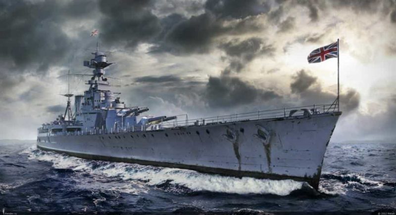 Британский крейсер «Худ».