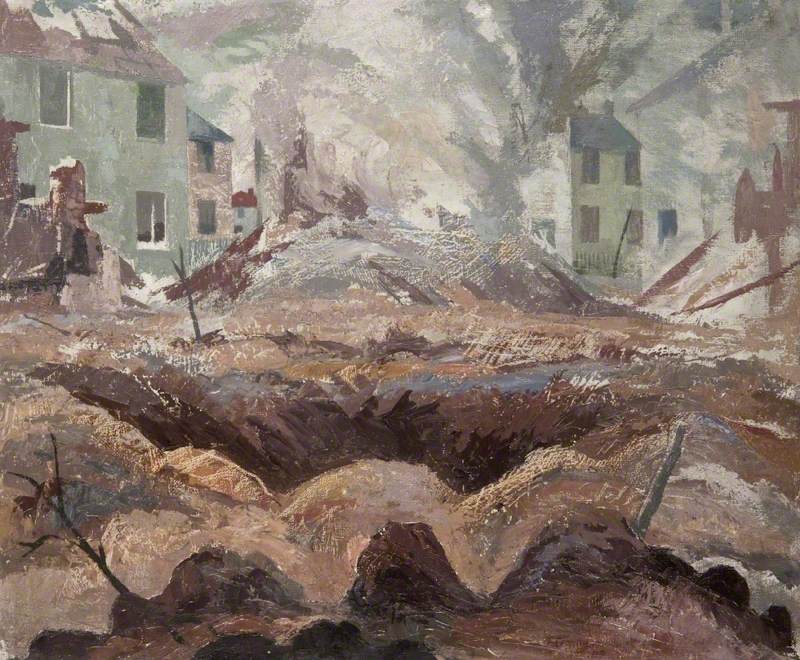 Картина Яна Флеминга «Кратер бомбы» с изображением разрушений в Глазго. 