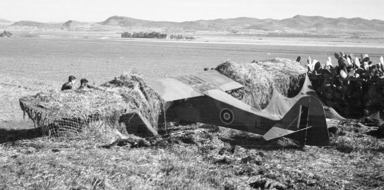 Закамуфлированный самолет на аэродроме Сук-эль-Арба. 1943 г.