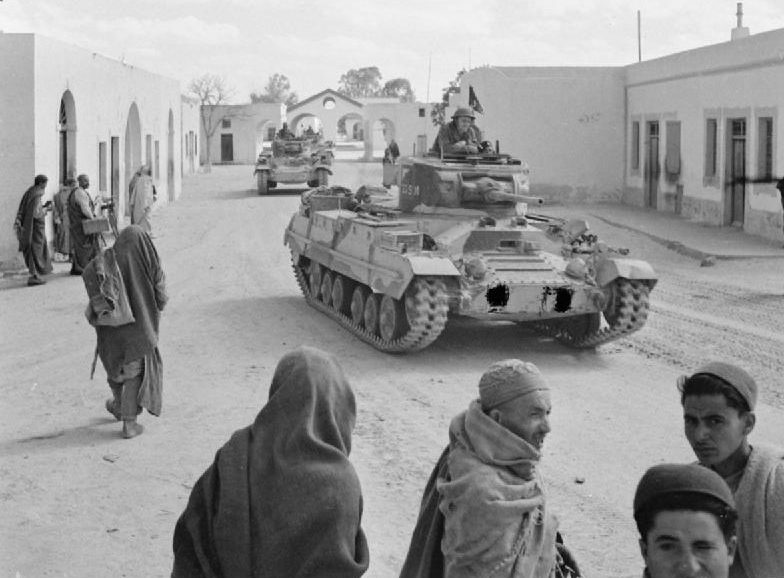 Танки «Валентин» вошли в город Бен-Гардан в 20 милях от Туниса. 15 февраля 1943 г.