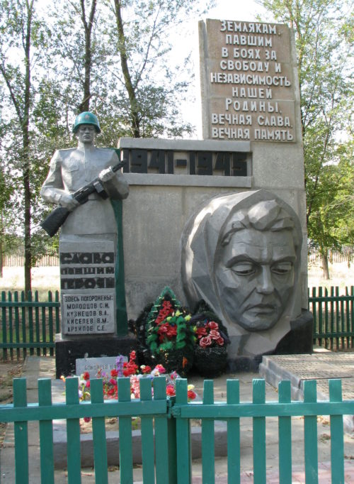 х. Нагольный Котельниковского р-на. Мемориал землякам и братская могила 5 советских воинов.