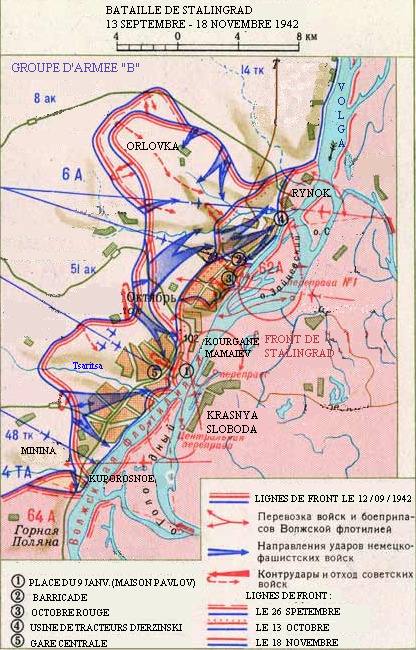 Карта боевых действий с 13 сентября по 18 ноября 1942 года.