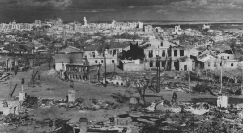 Панорама разрушенного Воронежа после захвата немецкими войсками. Июль 1942 г. 