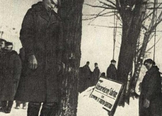 Тела повешенных советских патриотов. 15 января 1942 г.