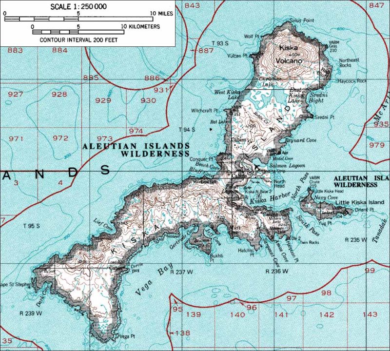 Алеутские острова и остров Кыска.