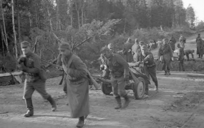 Финны занимают позиции у города. 1 октября 1941 г. 