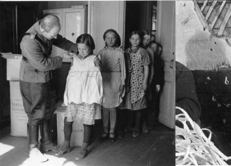 Раздача одежды в национальных финских школах. 1942 г.