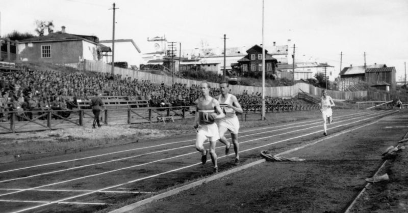 Соревнования по легкой атлетике в оккупированном Петрозаводске. 1943 г.