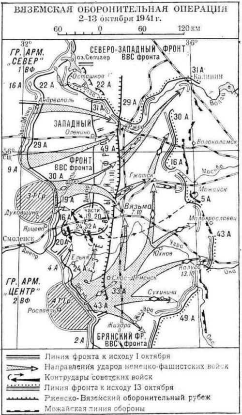 Карта-схема Вяземской оборонительной операции.