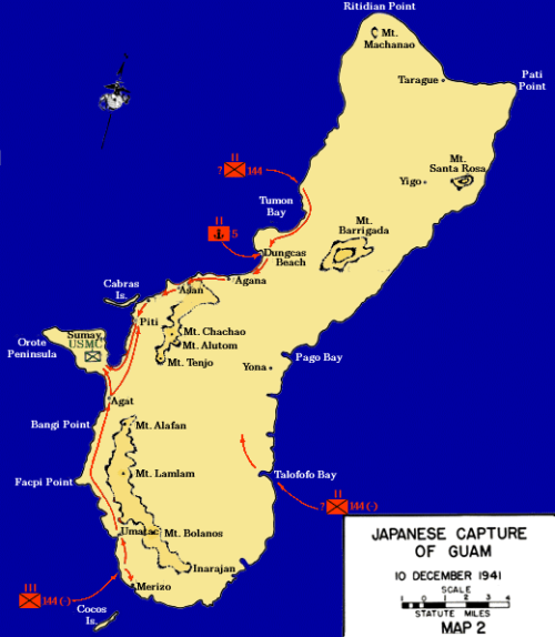 Карта-схема захвата Гуама японцами.