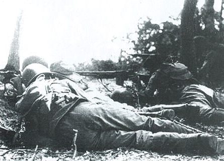 Бразильские солдаты во время битвы в Монтезе. Апрель 1945 г.