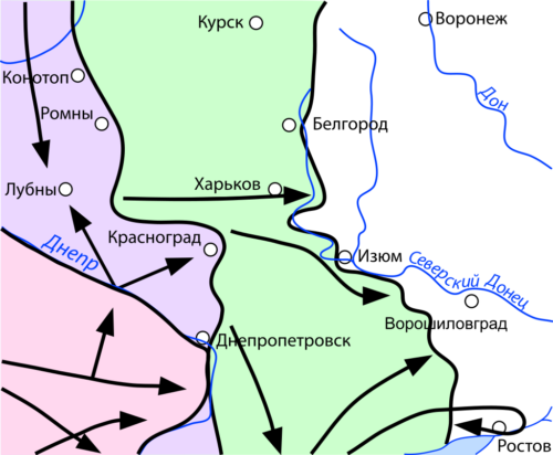 Карта боевых действий на Восточной Украине осенью 1941 г.