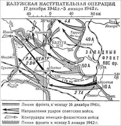 Карта-схема Калужской наступательной операции.