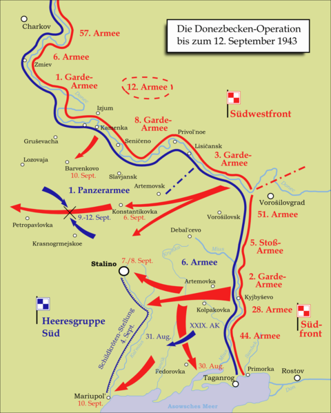 Карта-схема Донбасской наступательной операции.