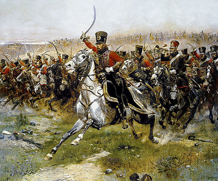 Атака легкой гусарской кавалерии в ходе Наполеоновских войн. 
