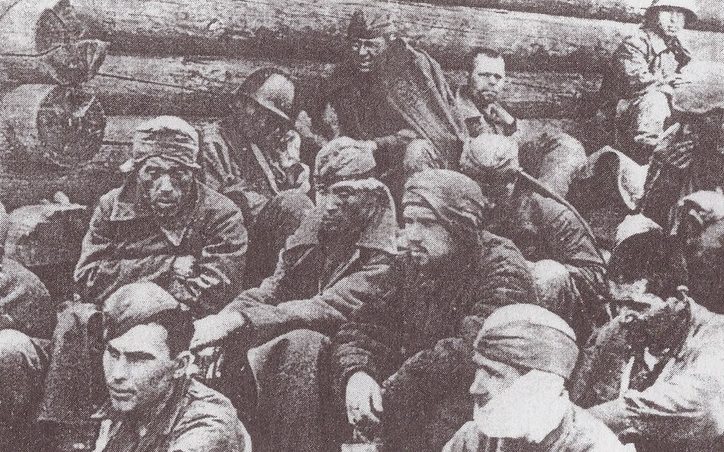 Советские военнопленные, захваченные на р.Тосне. 