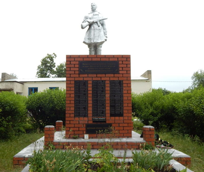c. Стаканово Черемисиновского р-на. Памятник, установленный в 1965 году на братской могиле, в которой похоронено 824 советских воина, в т.ч. 791 неизвестный.