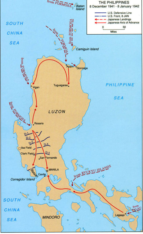 Высадка японских десантов на Лусон с 8 декабря 1941 по 8 января 1942 года.
