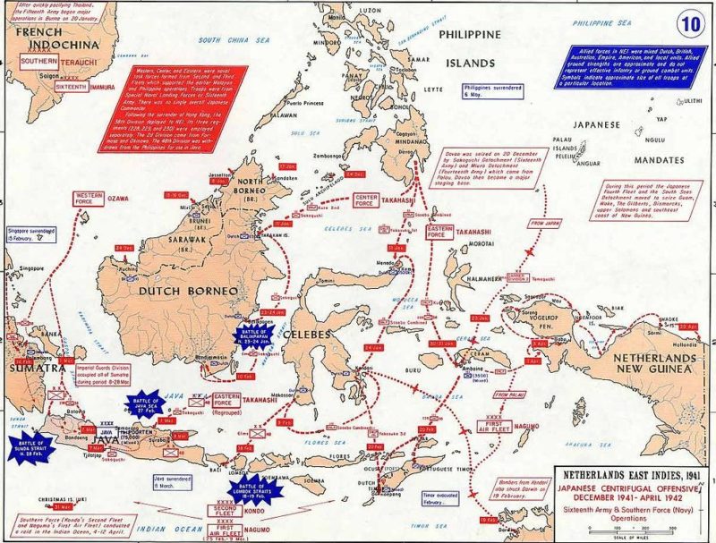 Боевые действия в Голландской Ост-Индии, на северном Борнео и в Сараваке.