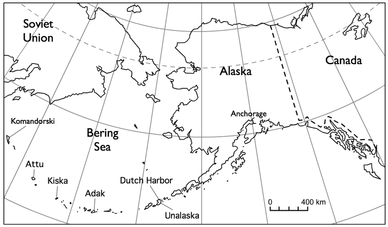 Карта района Берингова моря.