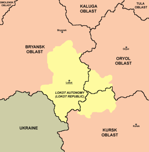 Общее расположение Локотской «республики» на карте СССР.
