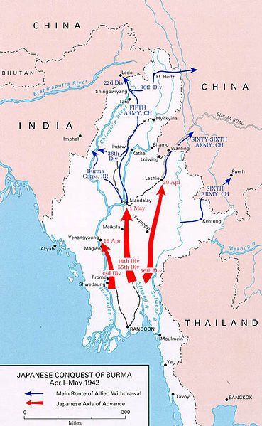 Японское наступление и отступление Союзников.