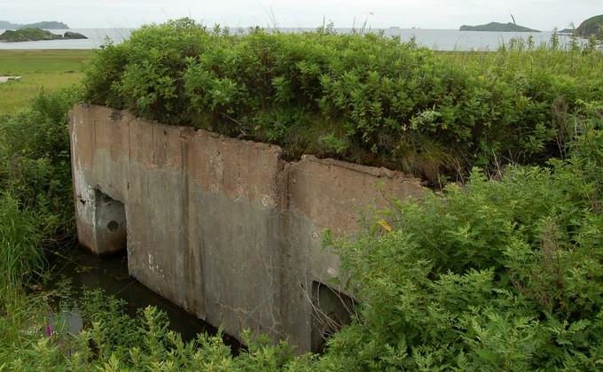 Двухамбразурный бетонный ДОТ №63-Б «Форт» на острове Попова был построен в 1934 году. Расположен в южной части бухты Пограничная. Класс защиты - М-2.