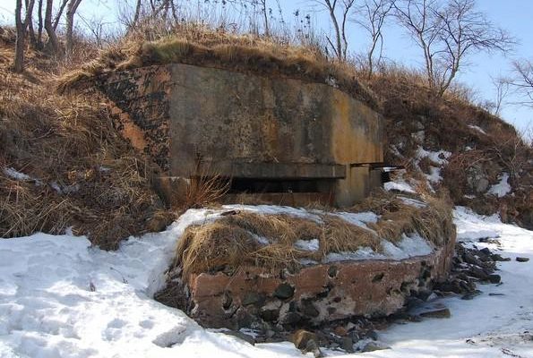 Двухамбразурный каменно-бутовый оштукатуренный ДОТ №214-А был построен в 1941 году. Расположен на северной стороне м. Андреева. Класс защиты - М-3.