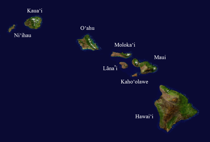 Гавайские острова, принадлежащие США. 
